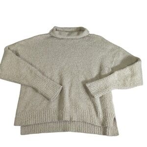 UGG Cozy Boucle Sweater Womens Large Cream Mock Neck Soft Lounge Pullover‎